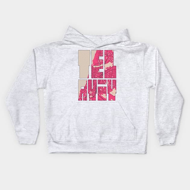 Tel Aviv, Israel City Map Typography - Blossom Kids Hoodie by deMAP Studio